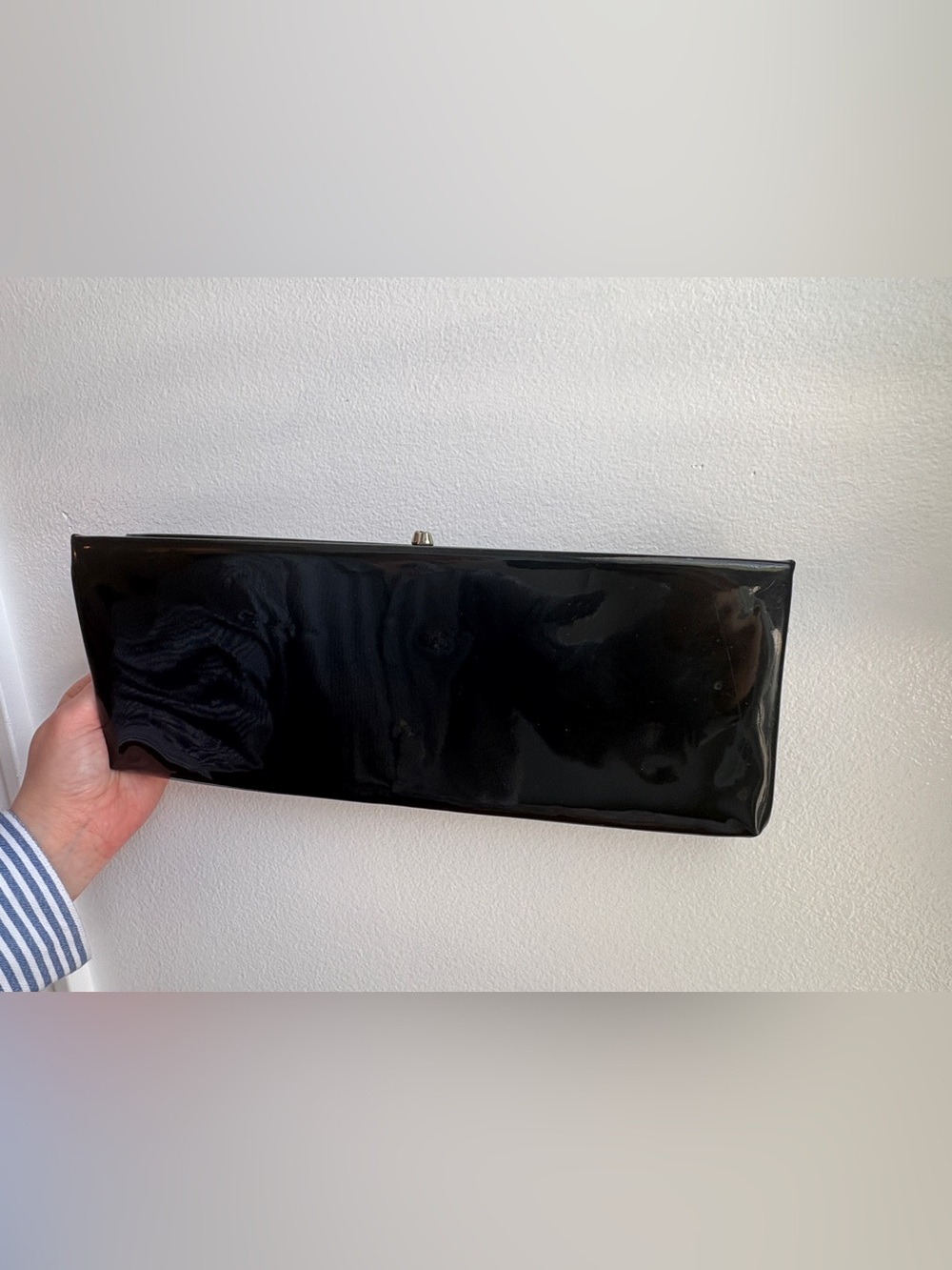 Vintage 1960s Black Patent Leather Clutch Bag